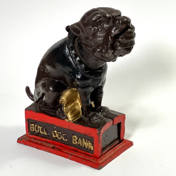 Vintage Cast Iron Bull Dog Mechanical Bank  - Book Of Knowledge - Picture 2 of 15